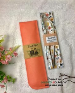 Sedotan & Sumpit Stainless, Kemas Kulit Sintetis Custom